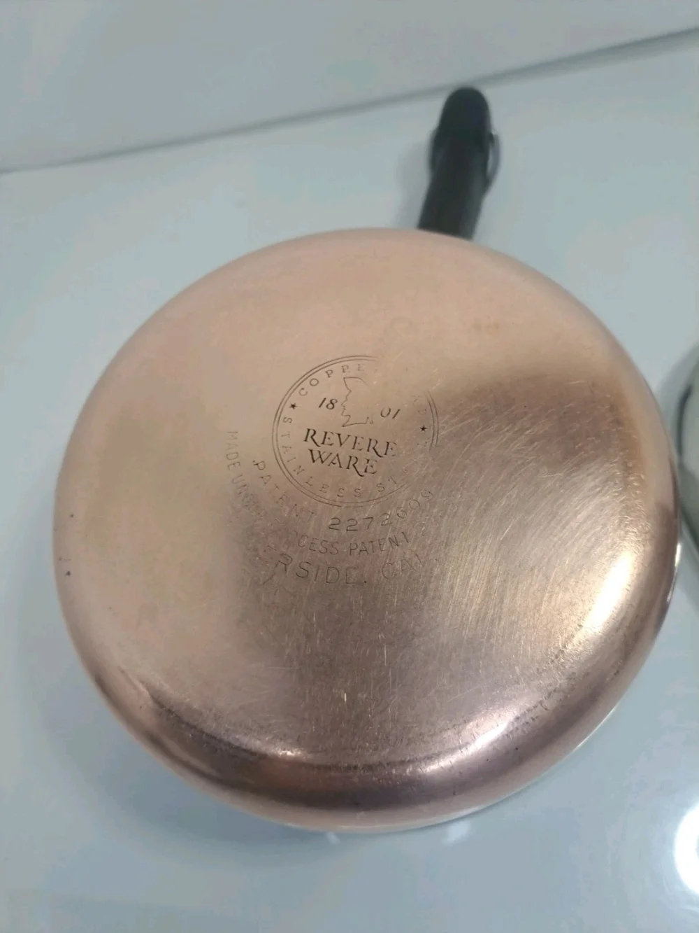 VINTAGE Revere Ware 2.5 qt Copper Bottom Saucepan w/Lid Riverside CA